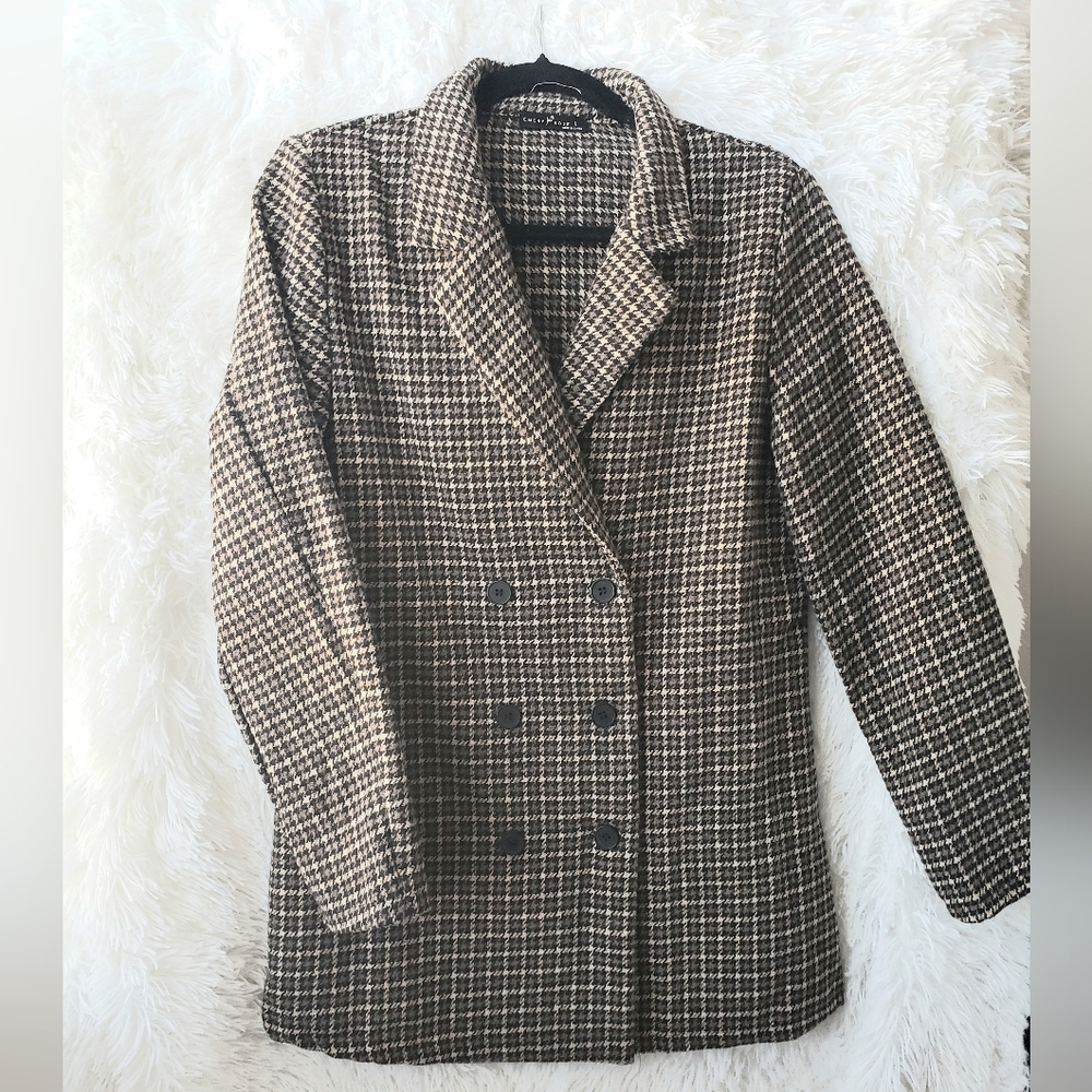 Classic Plaid Double Breasted Blazer